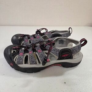 KEEN Newport H2 Womens 7 Waterproof Hiking Sandals Grey Pink Bungee Lace 1016288